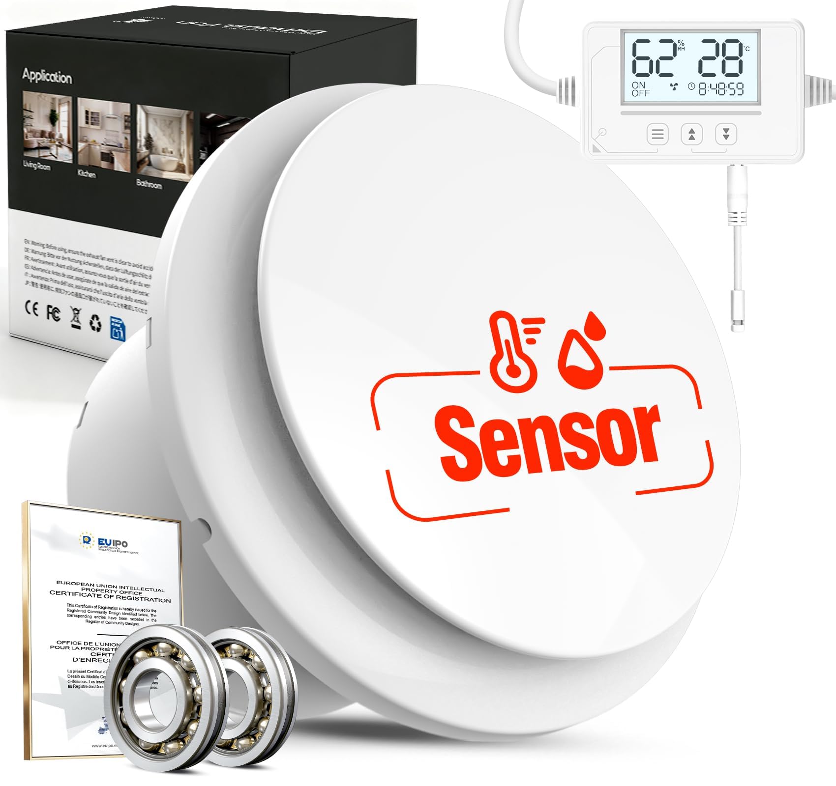 3 Velocidades Extractor de Baño Sensor Humedad, Sensor Temperatura, Temporizador - Ventilador Extractor de Aire 100 mm Silencioso Potente Automático para Baño WC Sótano P107(sin control remoto)