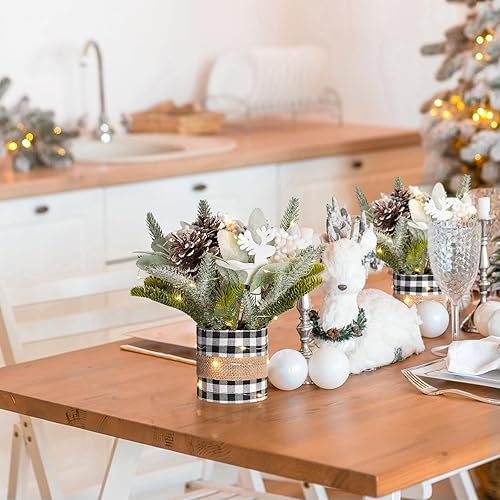 Miniatura 9 de N&T NIETING Mini árbol de Navidad de 12 pulgadas, decoración de árbol de Navidad artificial de mesa pequeño con adornos de Navidad para el hogar,