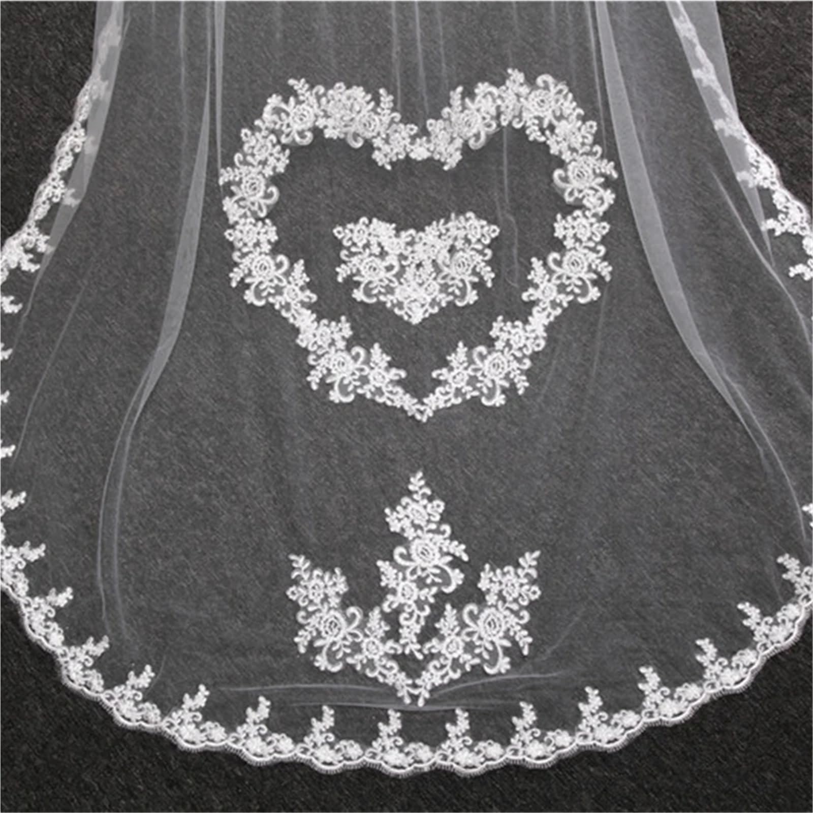 Generico Veli da sposa applicati in pizzo Velo da sposa da 3 metri Accessori da sposa Copricapo da sposa Novia Velos Novia Accesorios