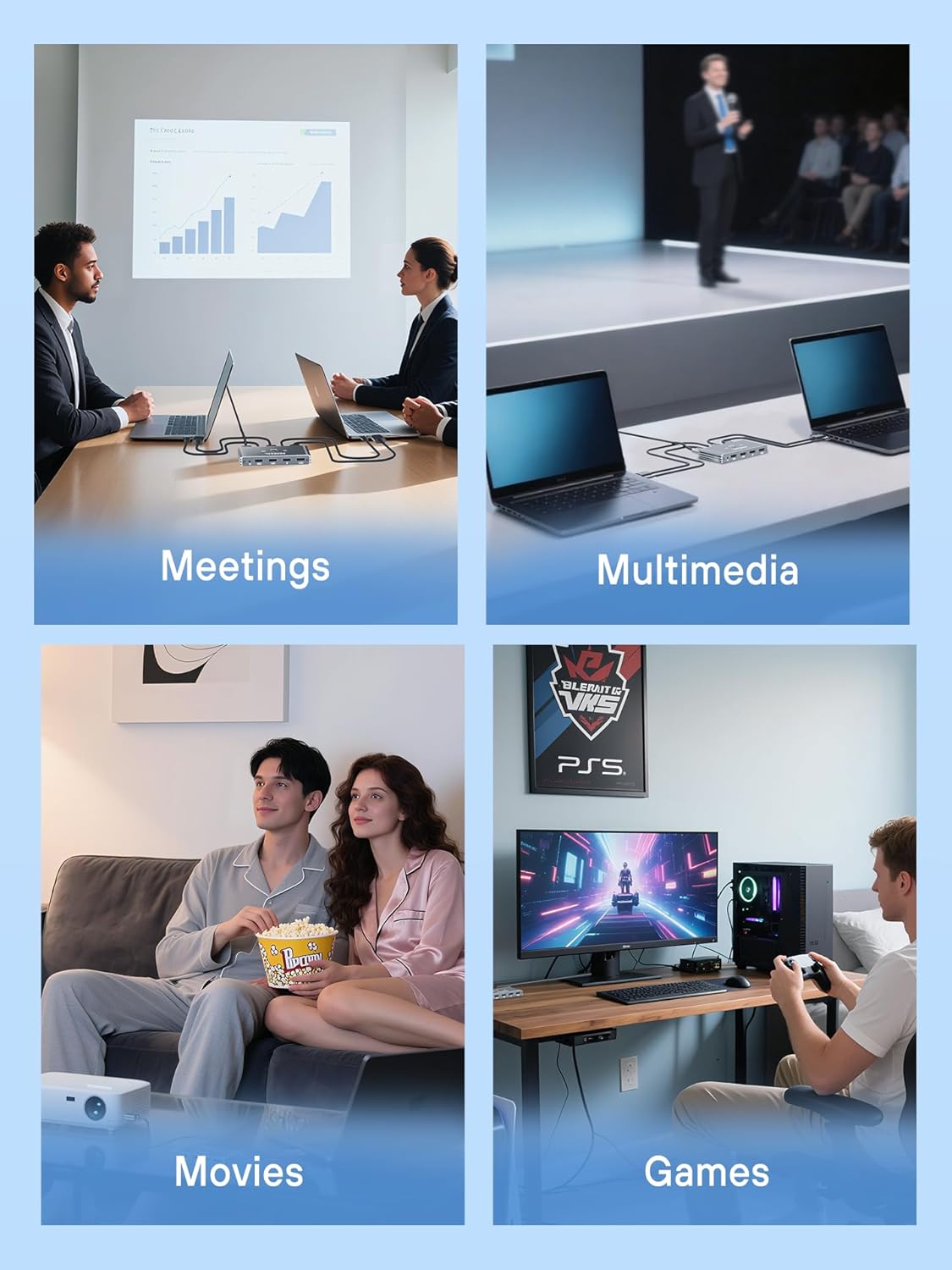 USB 3.0 KVM Switch with Remote Control, HDMI Switch, 4K@60Hz KVM Switches for 2 Computers Sharing 1 Monitor, 4 USB 3.0 Devices Such as Keyboard, Mouse, Printer, Scanner, Includes 2 USB-B Cables