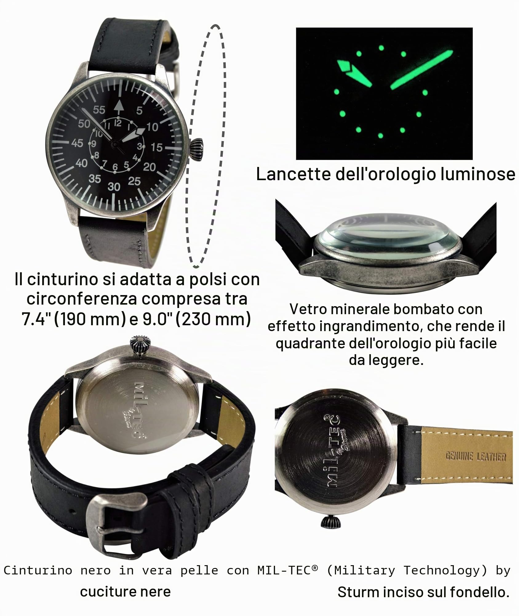Mil-Tec Orologio da aviatore retrò Mech. Dial