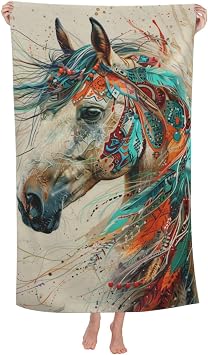 Horse Beach Towel, Ultra Soft Lightweight Sand-Free Microfiber Bath Towels for Pool, Bathroom, Swimming, Vacation, Travel 31"x51", Gifts for Kids, Teens, Girls, Women