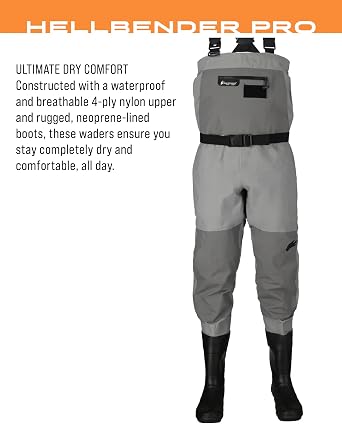 FROGG TOGGS Men's Hellbender Pro Bootfoot Fishing Chest Waders - Lugged Sole