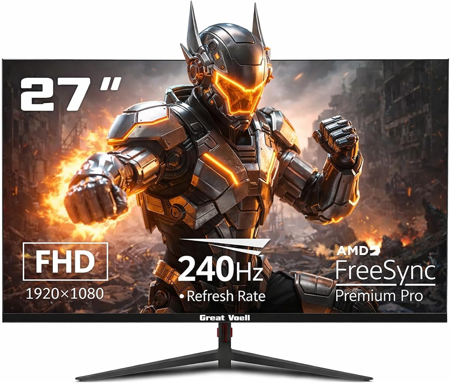 Great voell 27 Inch 240Hz Gaming Monitor FHD 1080P, 1ms, AMD FreeSync Premium, 99% sRGB, HDR Ready, Tilt Adjustable