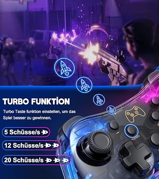 HELLCOOL Switch Controller with Cool RGB Light Look/Wake/Turbo Function/Precise Joystick/Dual Motors Vibrations