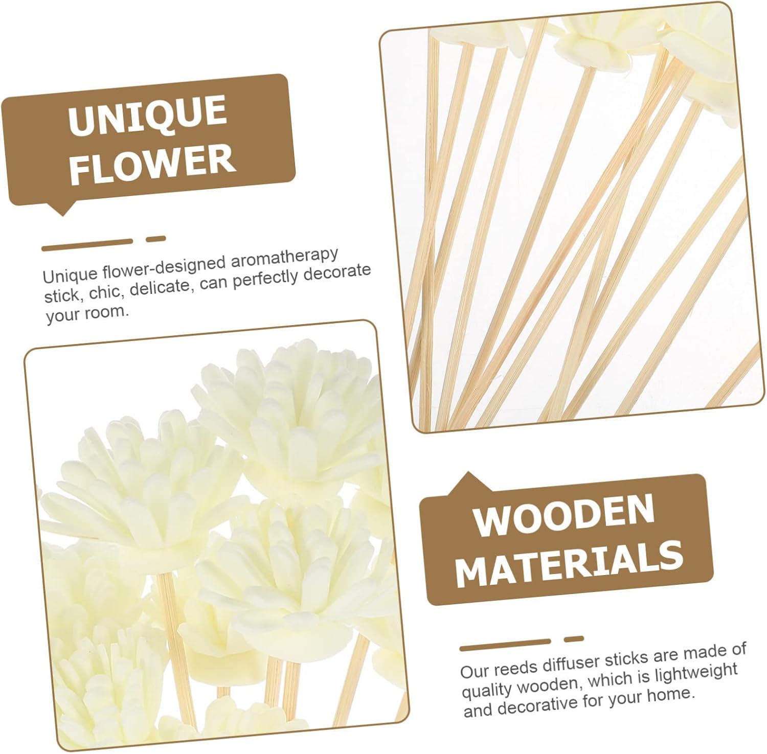 TEHAUX 108pcs Diffuser Sticks Natural Fragrance Decorative Artificial Flowers for Home Decor Atmosphere and Style for Essential Oils and Bottles