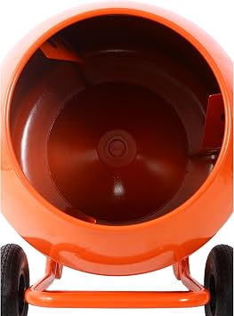 Electric Concrete Mixer 224L 8CU.FT, Orange | Horizontal Wheel Barrow Portable Cement Mixer Machine for Mortar, Stucco and Fodder, 115V/60HZ