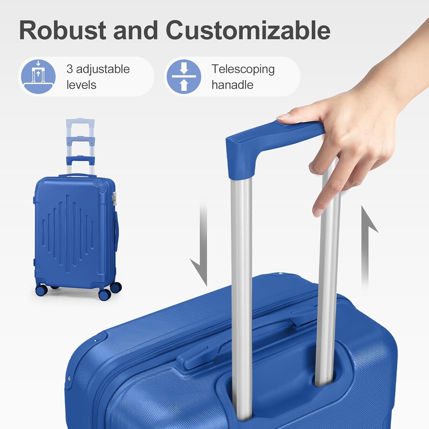 Karl home Luggage Set 3 Piece Suitcase Sets with TSA Lock Moulded Corner 4 Spinner Wheels, ABS Hardside Trolley Travel Case for Carry On Check-in Business Trip, Dark Blue (20/24/28) - Image 9