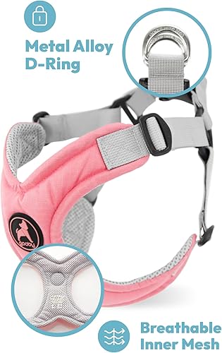 Miniatura 3 de Gooby Arnés de espuma viscoelástica, color verde, mediano, sin tirones, con marco en X patentado, sin estrangulamiento, perfecto para perros