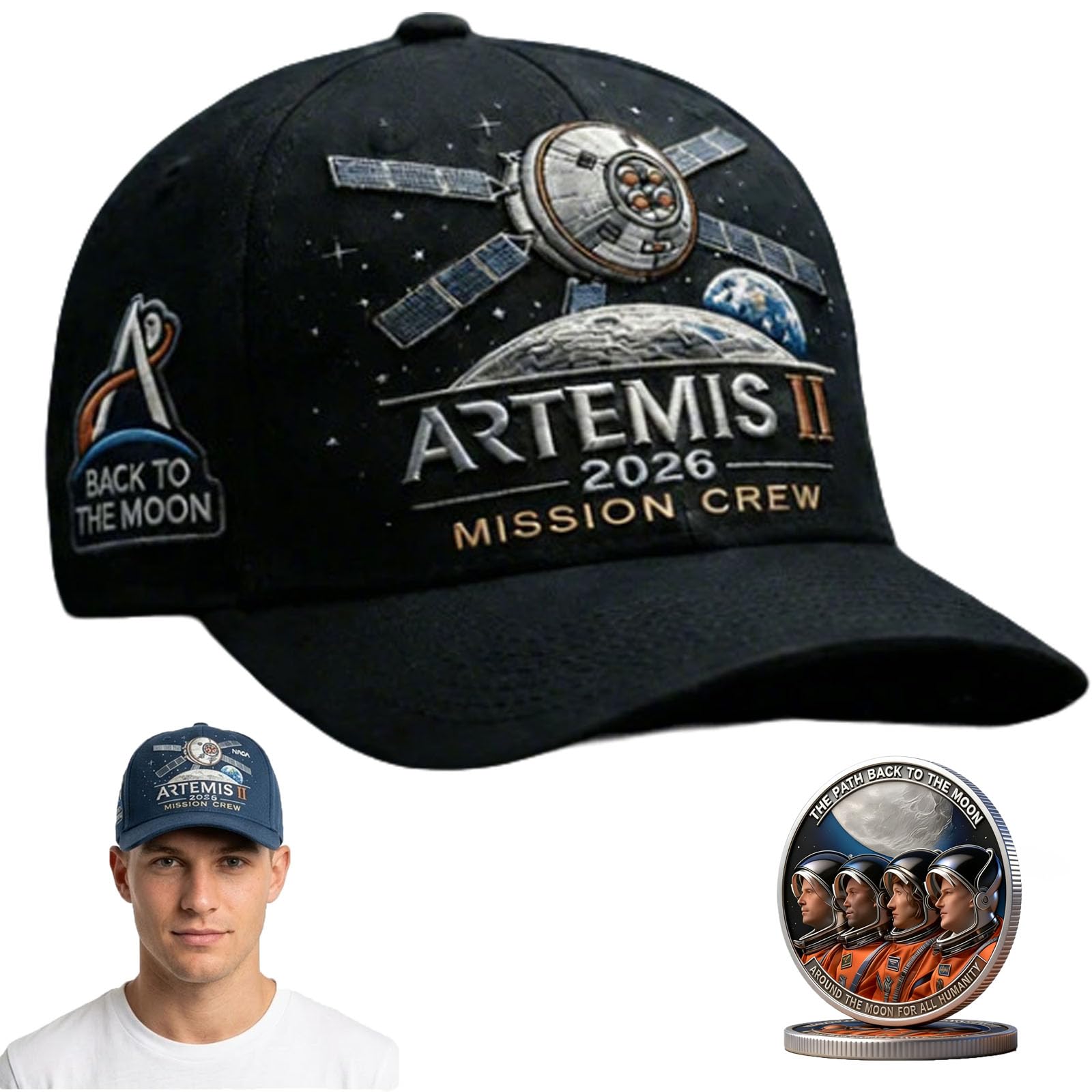 Artemis II Lunar Mission Commemorative Cap, Back to the Moon Lunar Mission Hat, Adjustable Artemis 2 Space Gift — view 11