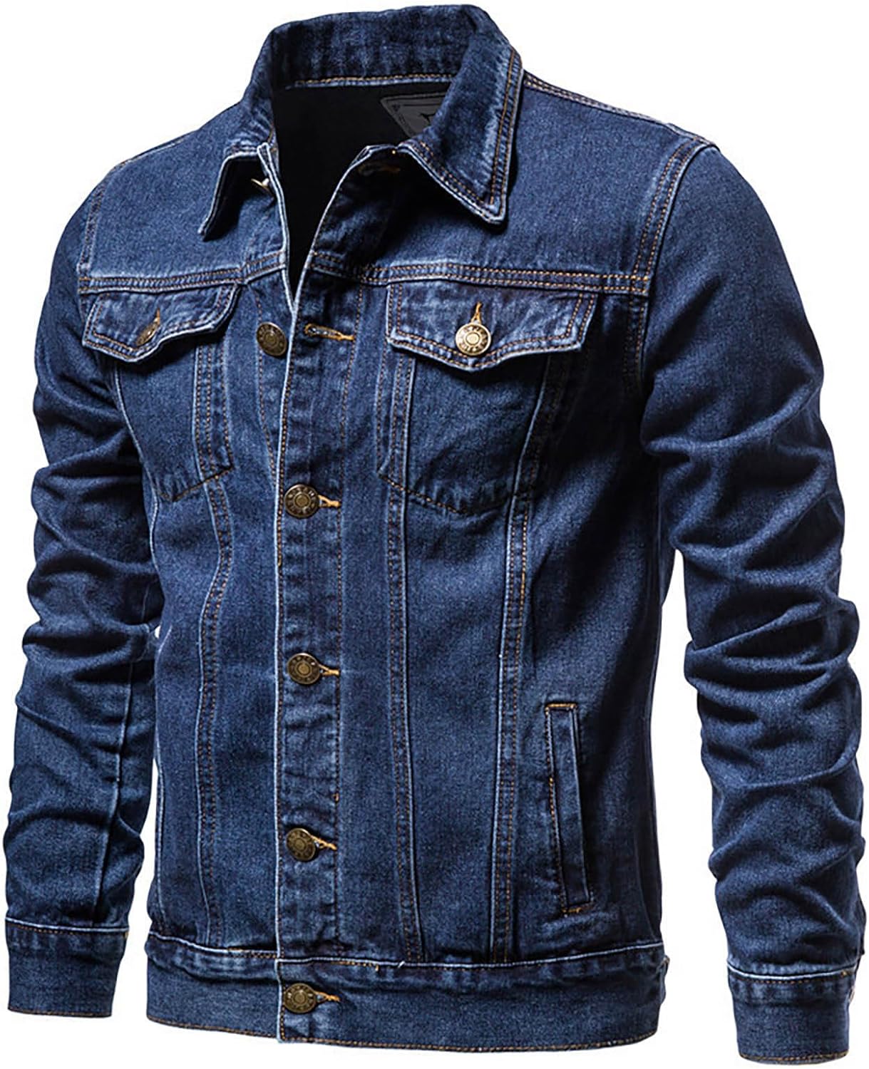 Denim Jacket Men Vintage Classic Ripped Jean Jackets with Multiple Pockets Button Down Lapel Collar Casual Coat 2025