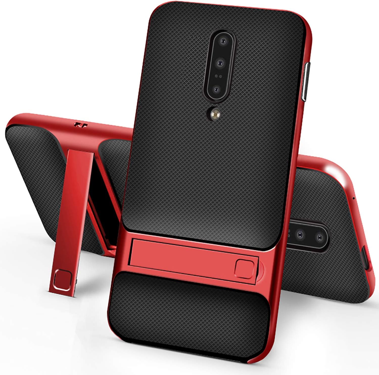 OnePlus 7 Pro Case,Setber Soft TPU Back Cover + Hard PC Bumper Dual Layer 2 in 1 with Kickstand for OnePlus 7 Pro Case -Red