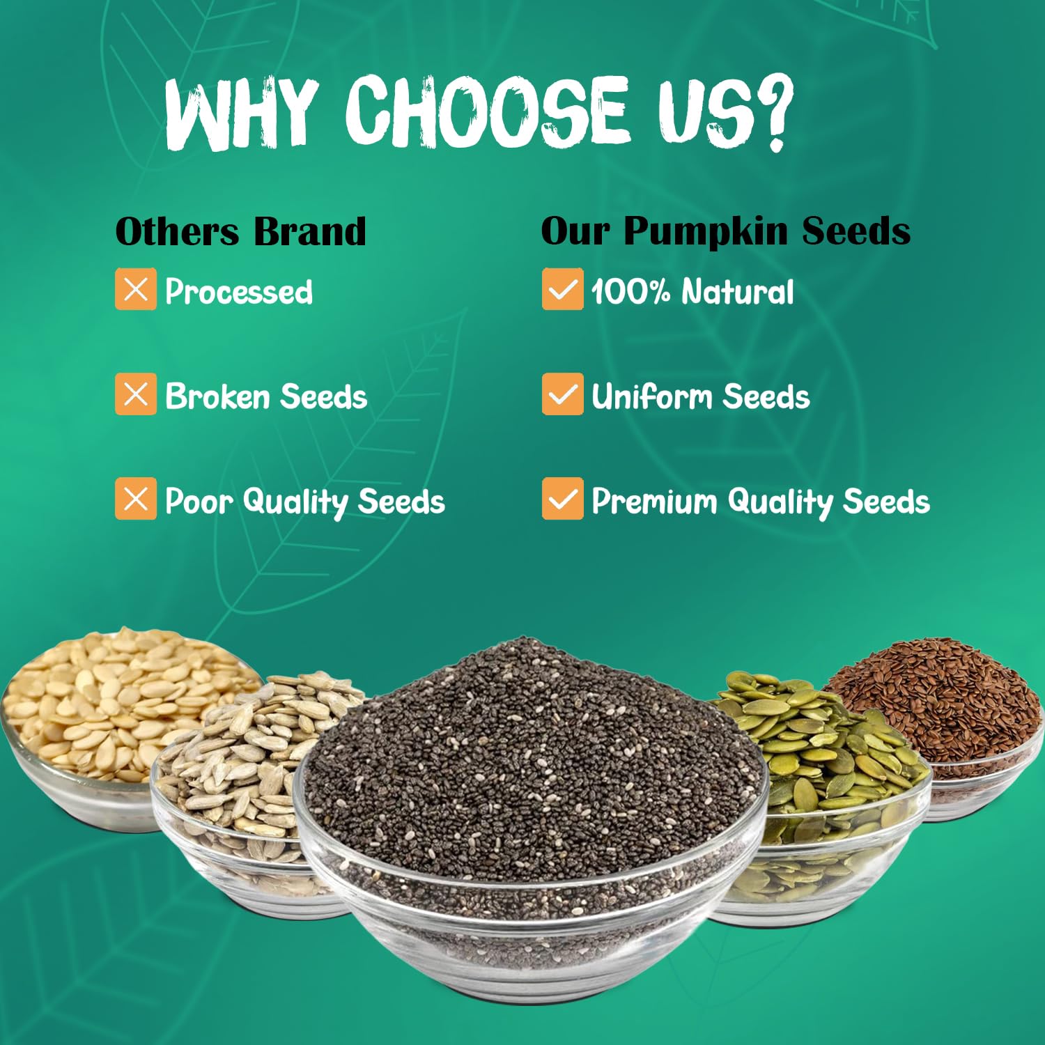NutroVally Mix Seeds (200g) 5-in-1 Seeds Combo of Flax, Chia, Pumpkin, Watermelon & Sunflower Seeds | Superfood for Weight Management | Plant-Based Healthy Diet Snacks - Jar (200g) 2