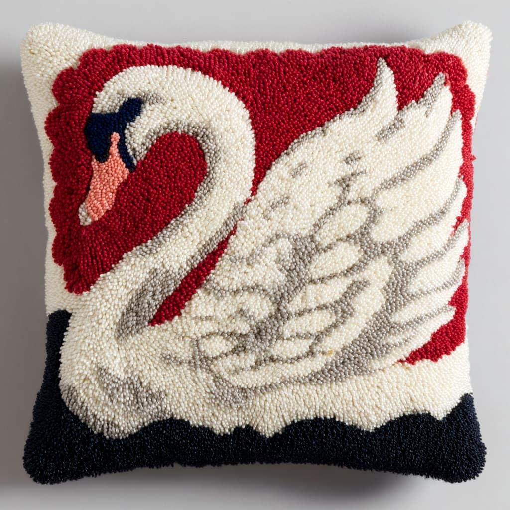 Taxpy DIY Latch Hook Cushion Kits, White Swan Needlework Embroidery Set Crochet Needlework Crafts with Latch Hook Tool 43x43cm