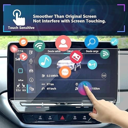 Miniatura 10 de SXCY Compatible con VW 2021 2022 2023 ID.4 Pro S de 12 pulgadas, láminas protectoras de pantalla de vidrio templado para ID.4 Pro S 2022 2023 de 12