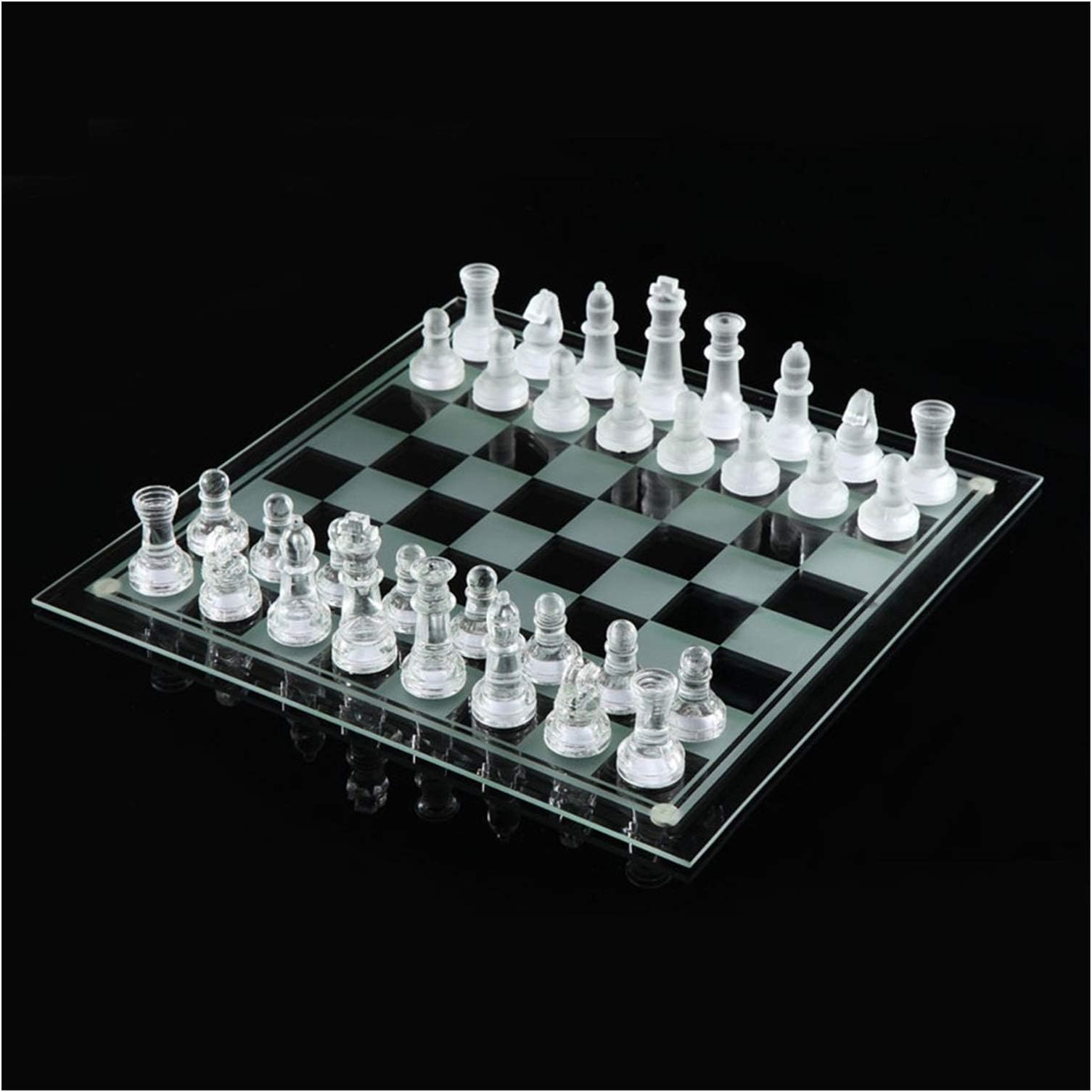 Checker Set Glass Chess International Chess Game Medium Wrestling Packaging International Chess Set Glass Board Chess Game Board Game (Color : 25x25cm)