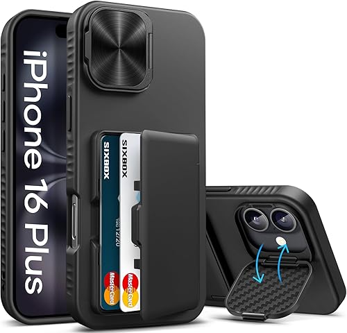Miniatura 20 de Funda tipo cartera para iPhone 16e con soporte, tarjetero integrado y funda para cámara, protección contra caídas de grado militar a prueba de