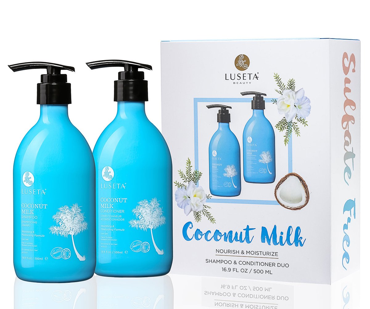 Luseta Coconut Milk Shampoo & Conditioner Set, Nourishing & Moisturizing Hair, 2 x 16.9 Oz（New Package)