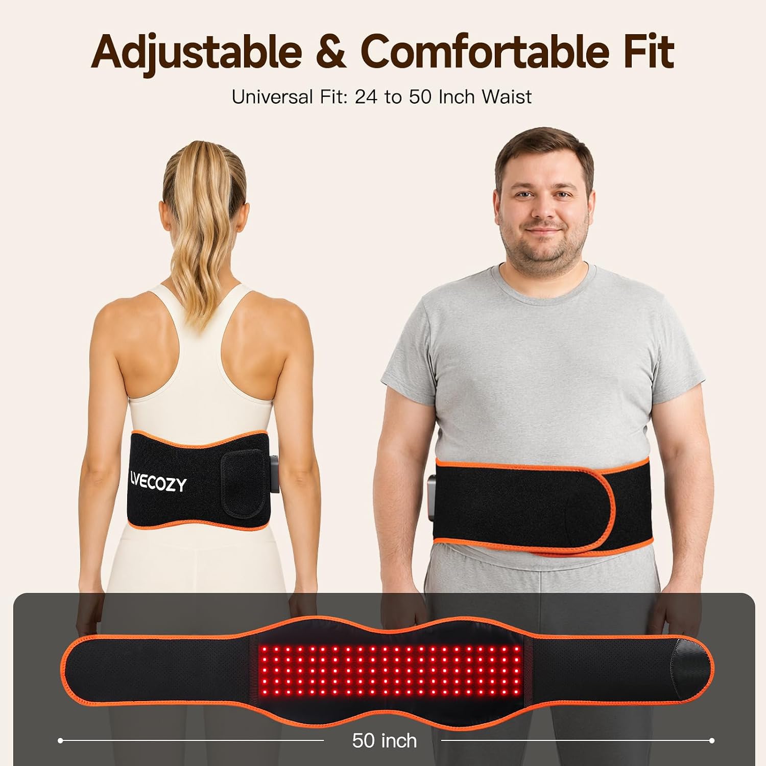 Red Light Therapy Belt for Body, Cordless Infrared with Heat & Massage