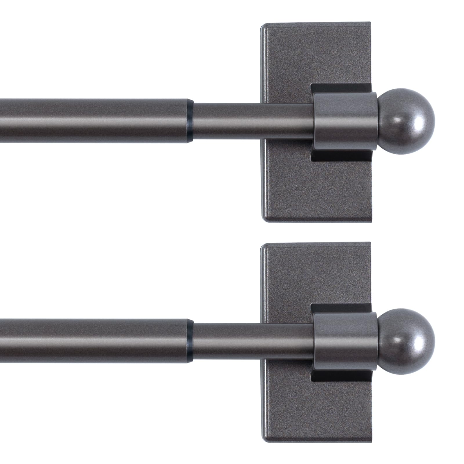 H.VERSAILTEX 2 PACK Magnetic Curtain Rods for Metal Doors, 16 to 28 Inch, 1/2 Inch Diameter, Multi-Use Adjustable Appliances for French Doors Magnetic Cafe Curtain Rod(Pewter)