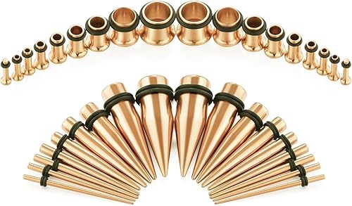 Miniatura 5 de vcmart 14G-00G - Kit de estiramiento de 36 manómetros para oídos tapones cónicos ojales acero de grado implante Metal Acero inoxidable