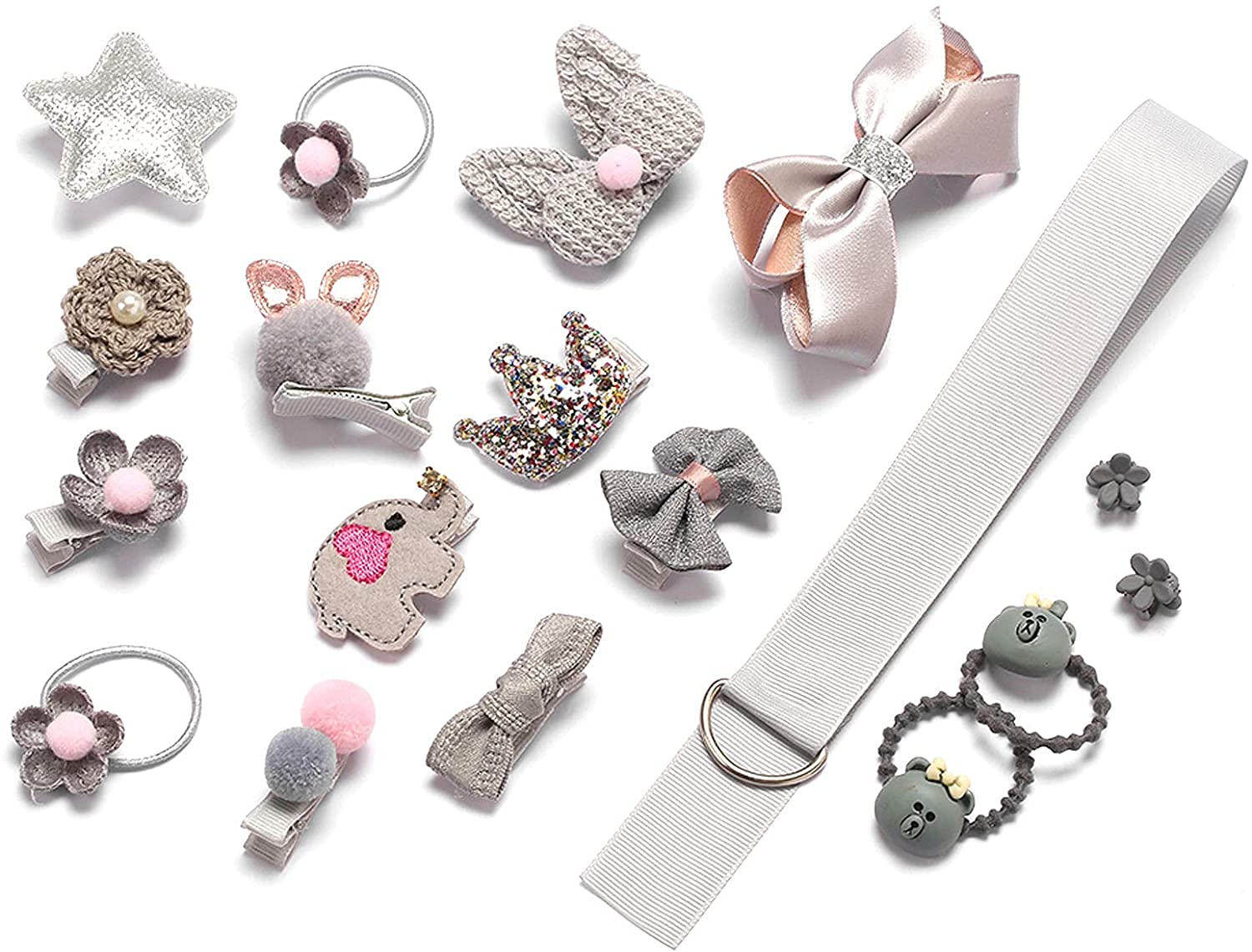 Melbees by Yellow Chimes Kids Hair Accessories for Girls Hair Accessories Combo Set Grey 18 Pcs Baby Girls Hair Clips Set Cute Ponytail Holder Claw Clip Bow Clips For Girls Assortment Gift set for Kids Teens Toddlers (B09GK8RJ3G) Amazon Price History, Amazon Price Tracker