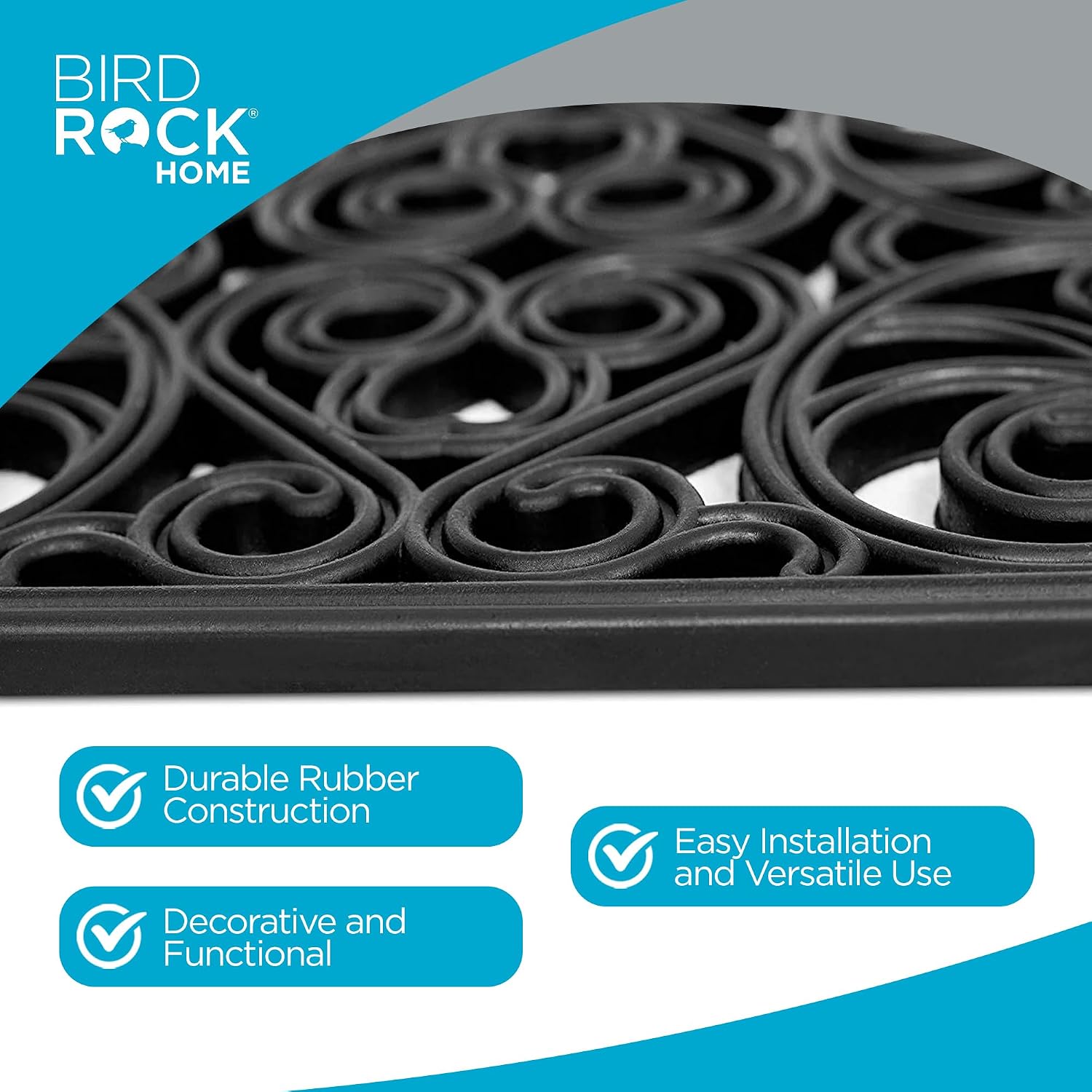 BIRDROCK HOME Rubber Stepping Stones - Decorative Pavers for Garden Path, Patio, Lawn, Yard, and Backyard Landscaping - Easy Install Outdoor Walkway Pathway, Ground Tiles - Black - Set of 3, 12 x 12