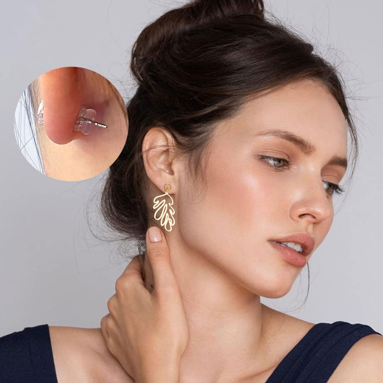 KINBOM 8 Pezzi Chiusure per Orecchini a Perno, Ferma Orecchini Argento Sterling 925 Ipoallergenici Tappi per Orecchini per Borchie Ganci per Orecchini (Placcato Oro 18K, Oro Bianco 18K