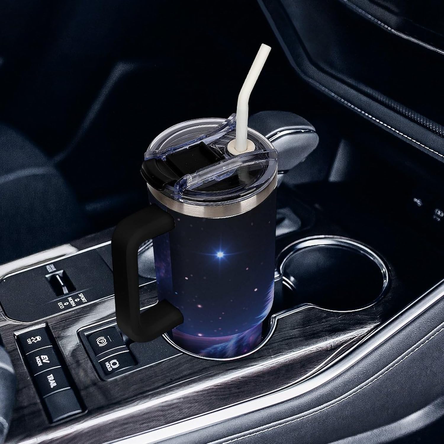 40 Oz Stainless Steel Tumbler with Straw - Leakproof Lid | BPA-Free | Cup Holder Friendly, Galaxy Wolf Coffee Cup Vacuum Insulated Travel Mug for Hot & Cold Drinks