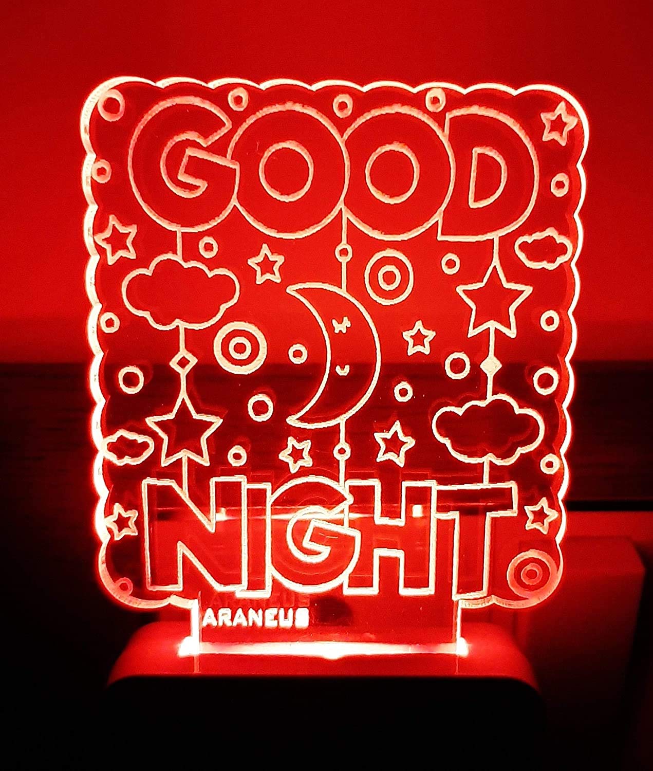 UNICEPT Good Night LED 3D Night Lamp for Home & Bedroom Decorative, Decoration Lighting Gifts for Family,Friends 7 Multicolor Light (Small Size10 cm, Multicolor) (B0927FY3ZN) Amazon Price History, Amazon Price Tracker