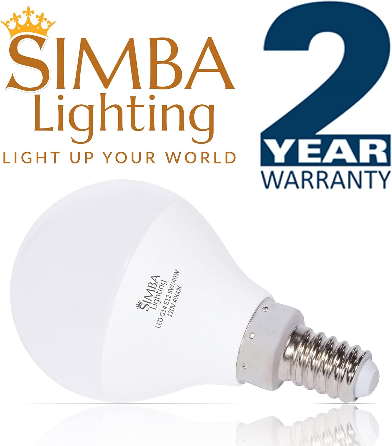 Simba Lighting LED Candelabra E12 Base G14 Small Globe 5W 40W Replacement Light Bulb (6 Pack) for Ceiling Fan, Chandelier, Vanity, Round A15 Frosted White Cover, Non-Dimmable, 4000K Natural Light