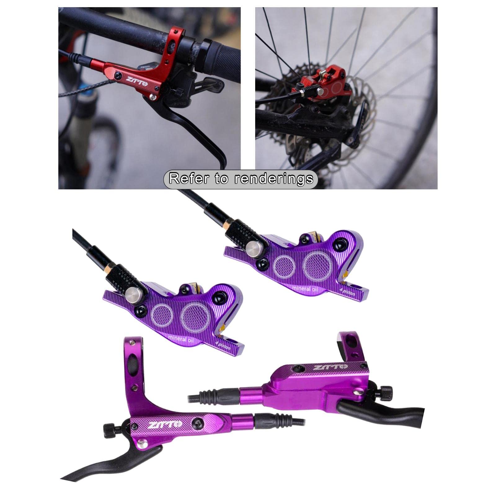 MTB Hydraulische Scheibenbremsen Set Fahrrad-bremsen Unisex –aluminiumlegierung Fahrrad Bremshebel Vorne 800mm Hinten 1450mm - Violett
