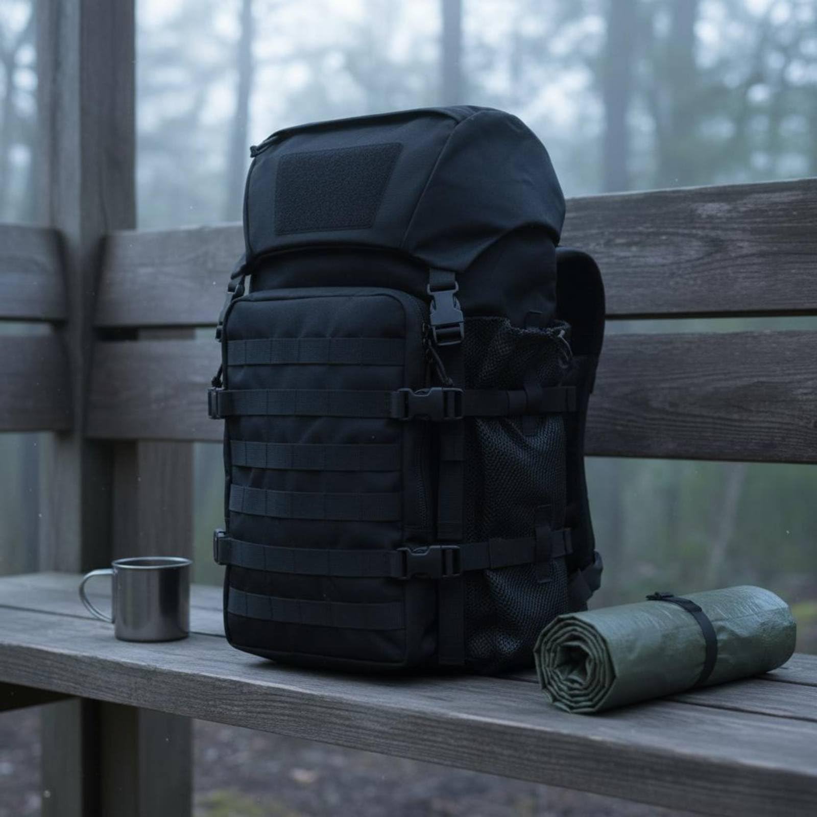 Outdoor Rucksack Trekking Wanderrucksack Tourenrucksack Kletterrucksack mit Großem Stauraum Und Mehreren Unterteilungen Frontfach mit Organizer, Array, Schwarz
