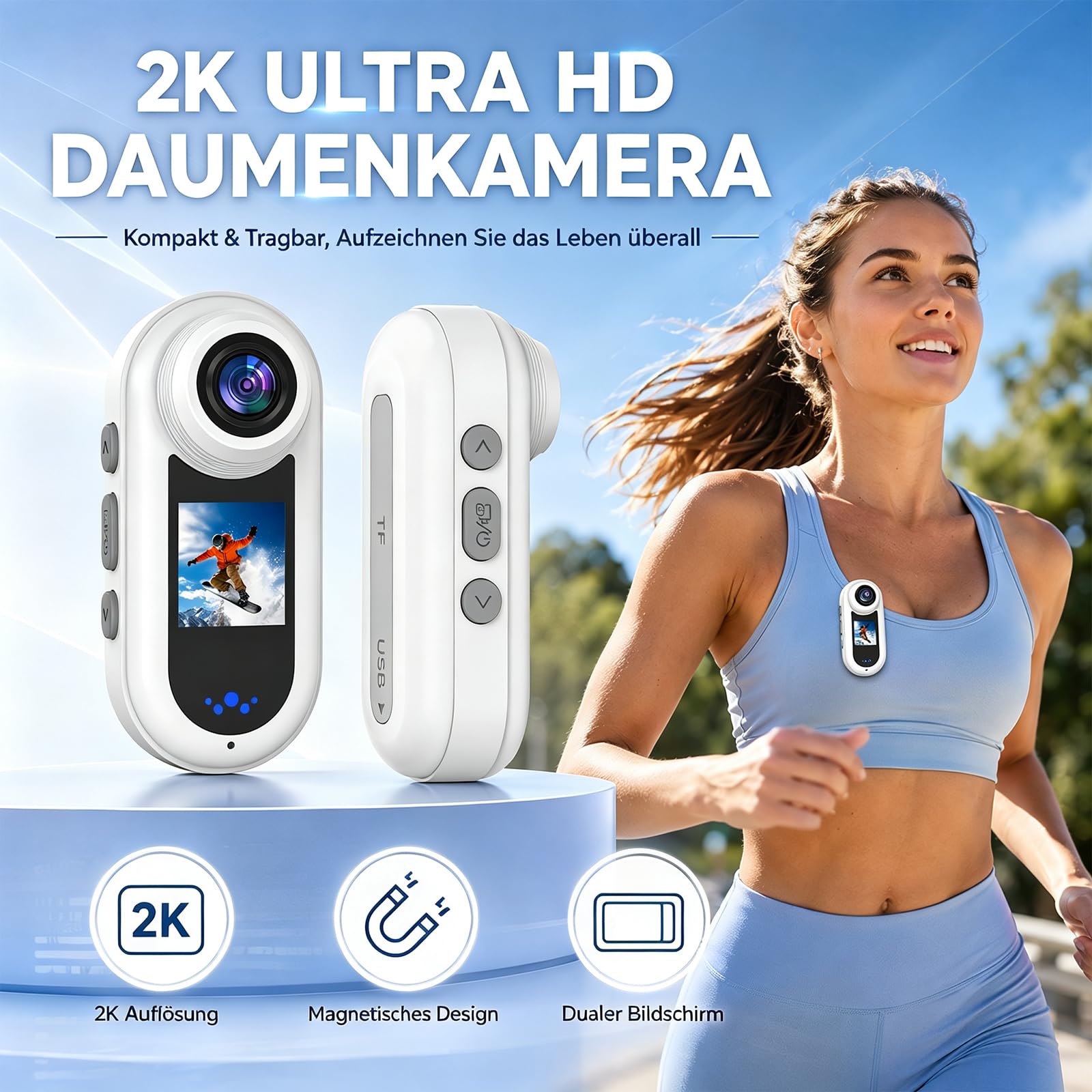 4K Body Cam Daumengröße Magnetische Tragbare WiFi Wasserdicht POV Kamera | Mit Zubehör, Körperkamera mit Audio und Video Aufnahme für Sport Reisen Vlog Outdoor Aktivitäten
