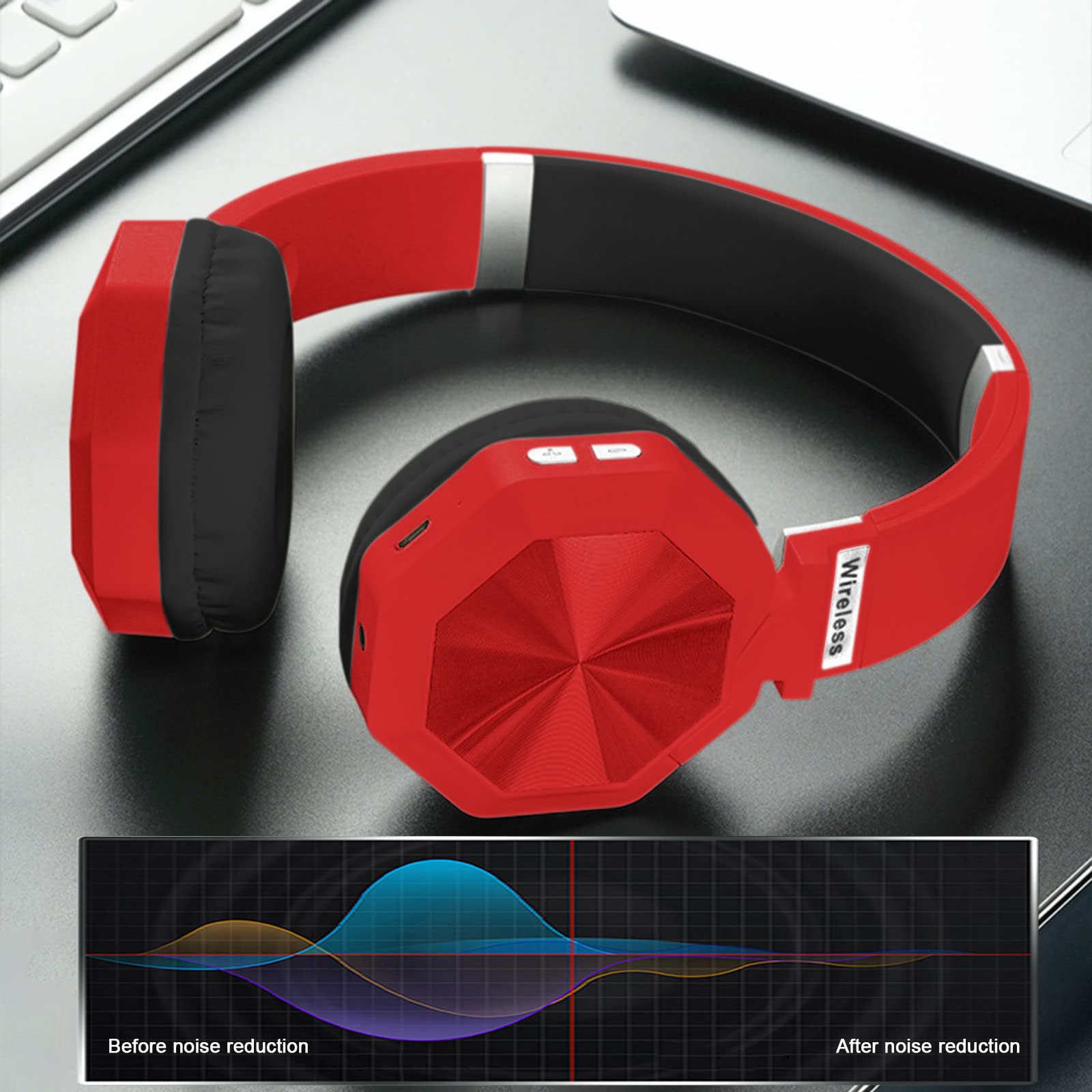 Słuchawki stereofoniczne nauszne, bezprzewodowe zestawy słuchawkowe Bluetooth, składane zestawy słuchawkowe bezprzewodowe i przewodowe z miękkimi nausznikami z białkami pamięci, do telefonów komórkowy