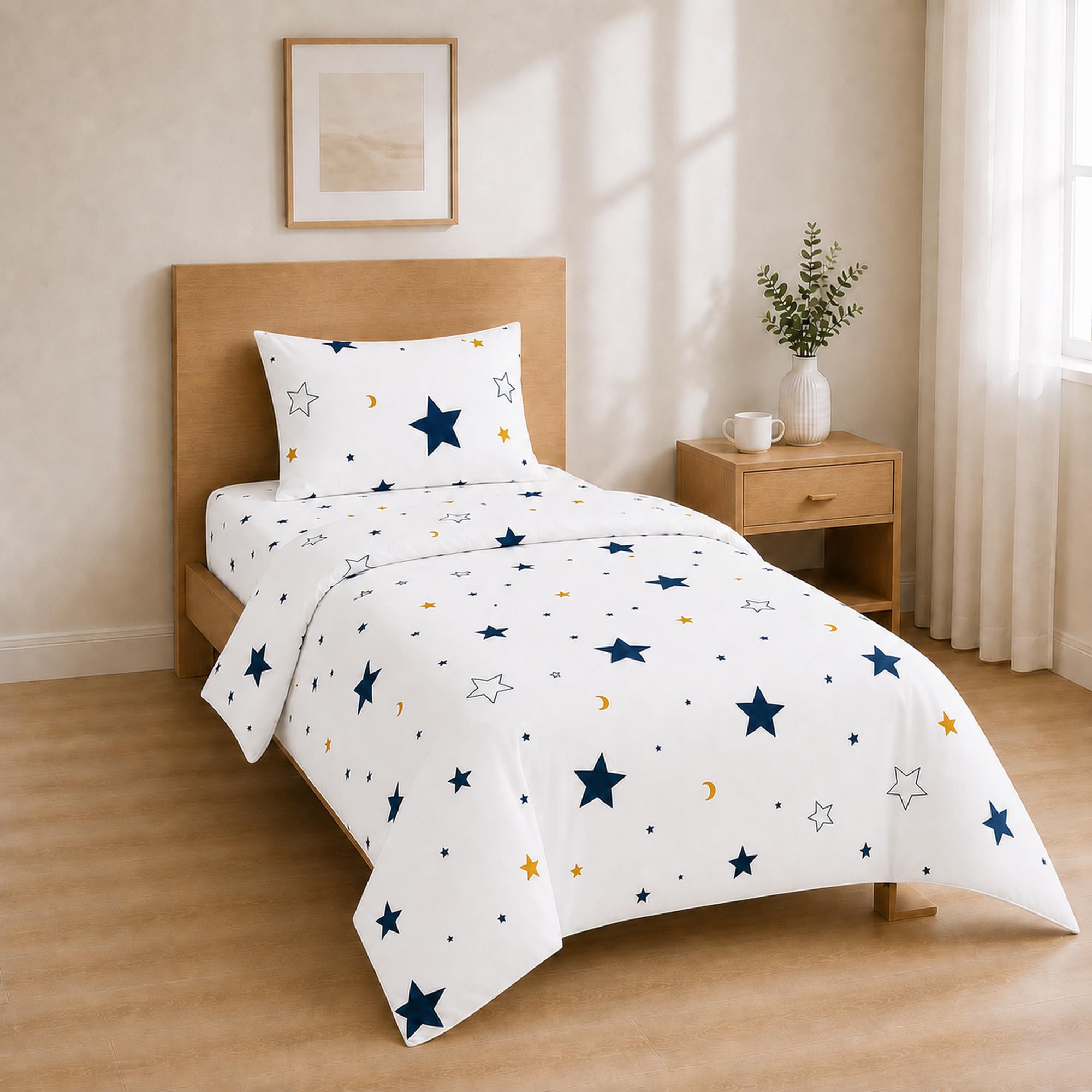 Complete Bedding Set 90 x 200 + 30 / 160 x 280 cm + 50 x 80 cm 1 Pieces Starry Sky Blue