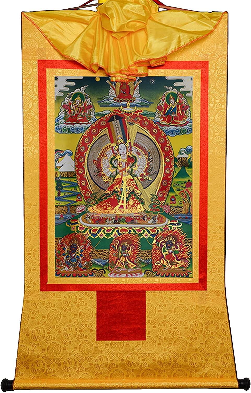 Gobelin Thangka, Thangka, buddyjska statua malarstwa Buddy, gobelin Buddy ze zwojem, tybetańska statua Buddy Malarstwo Sztuki, Gobelin Buddy ze zwojem (kolor: XL (120 cm x 82 cm) Unikalny kolor)