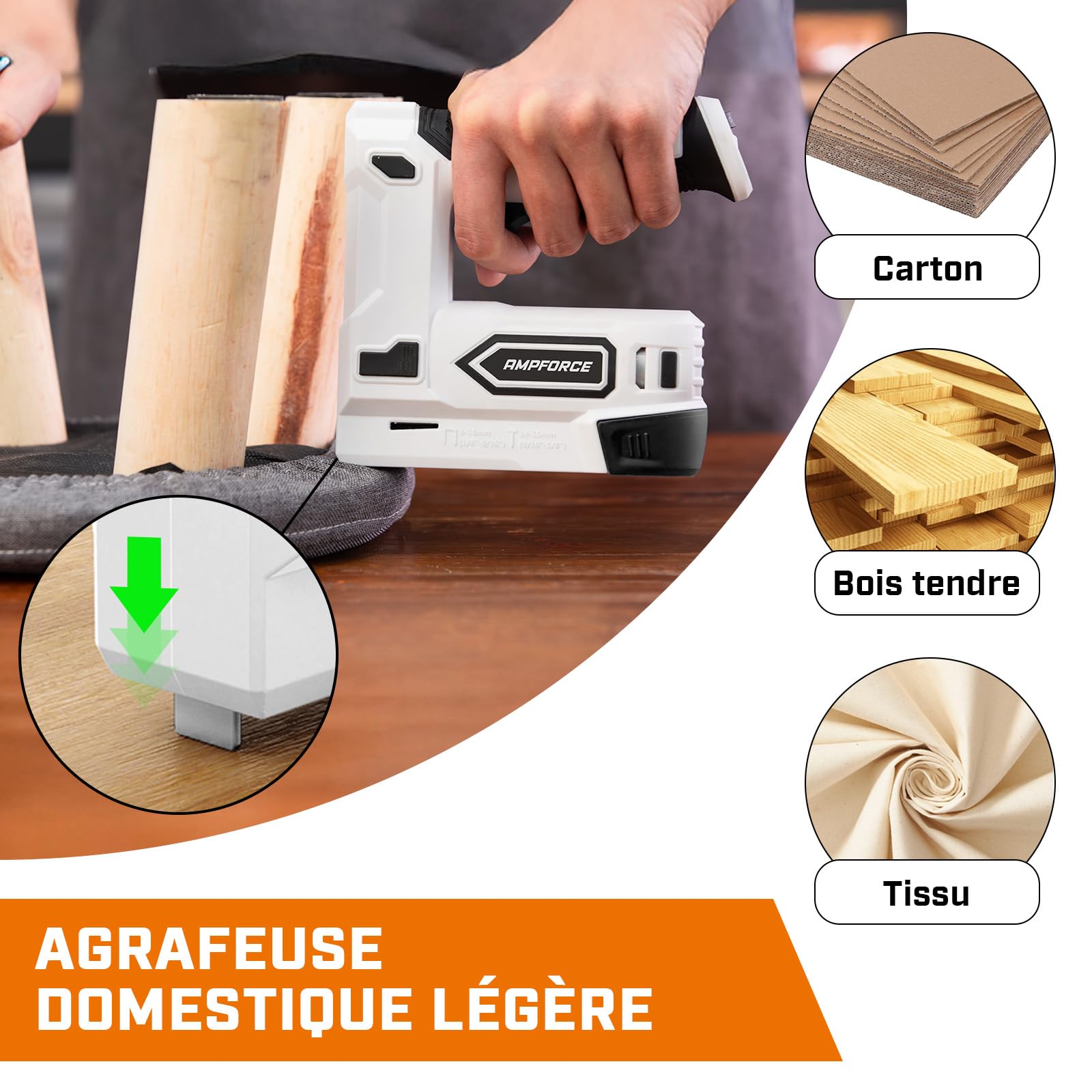 Agrafeuse électrique 2-en-1 sans fil 4V lithium-ion avec charge USB-C – inclut agrafes et clous pour tapisserie, réparation de meubles, moquette et bricolage maison