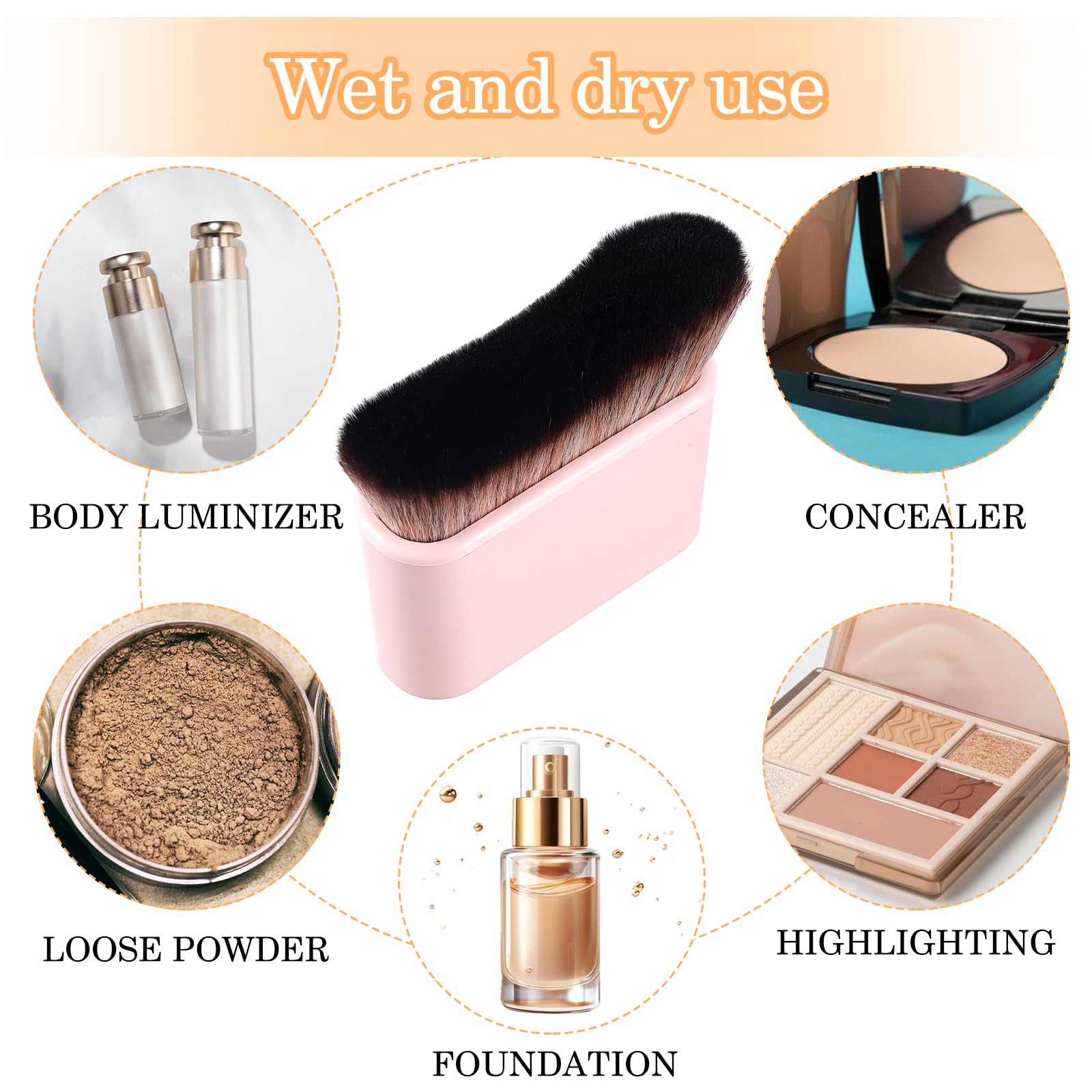 Self Tan Brush Soft Body Makeup Brush Portable Self Tanning Brush Self Tanner Face Brush For Body & Leg Makeup (Pink) - Image 4