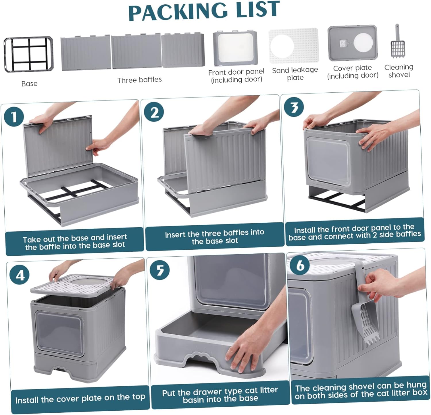 1pc Enclosed Cat Litter Box Foldable Design Drawer for Easy Cleaning Removal Cat Toilet Portable Hollow Top for Litter Elegant