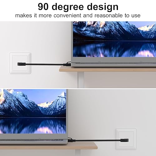 Miniatura 5 de Cable Ethernet Cat 7 de 4 pies (paquete de 2), 90 grados (ángulo derecho a la izquierda + ángulo recto a la derecha), cable de conexión de red LAN