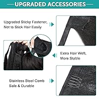 Vista 54 de WIGNEE Extensión de cola de caballo larga rizada recta y envolvente, extensión de cola de caballo Yaki negro natural para mujeres negras, Marrón