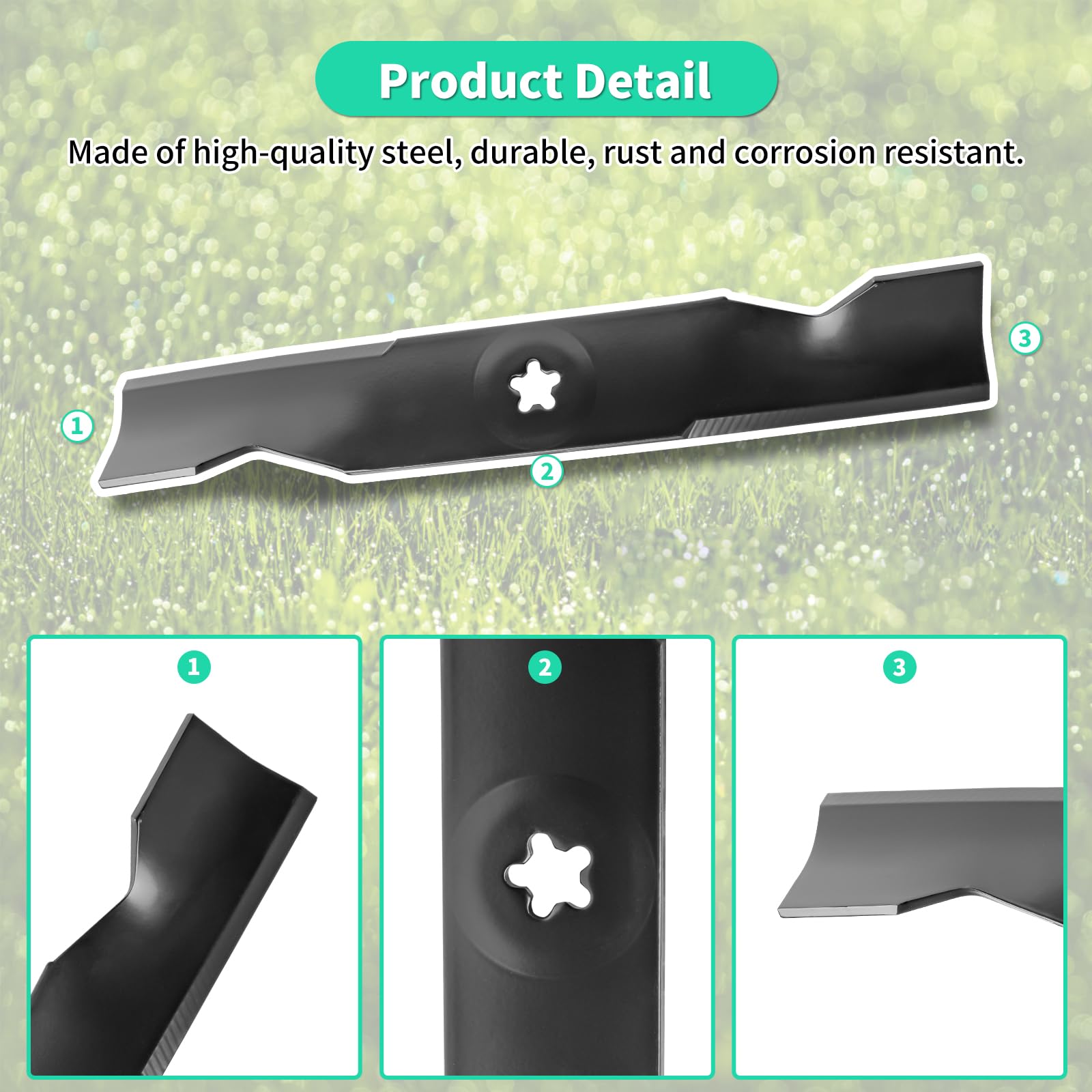 Paquete de 3 cuchillas de cortacésped 173920 compatibles con Crafts Man Hu sqvarna Pou LAN AYP 48 pulgadas, cuchillas de mantillo 180054 aptas para YTH2148 YTH2248 YTH2348 YTH24V48, reemplazo