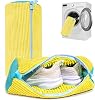 Trainer Shoe Washing Machine Bag-2Pcs, Reusable Laundry Shoe Bags with Zipper for Washer and Dryer, 360° Deep Clean for Sneakers, Trainers, Running Shoes and More (Yellow)