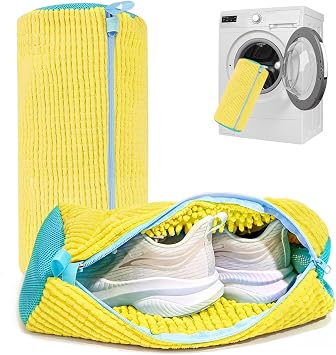 Trainer Shoe Washing Machine Bag-2Pcs, Reusable Laundry Shoe Bags with Zipper for Washer and Dryer, 360  Deep Clean for Sneakers, Trainers, Running Shoes and More Yellow