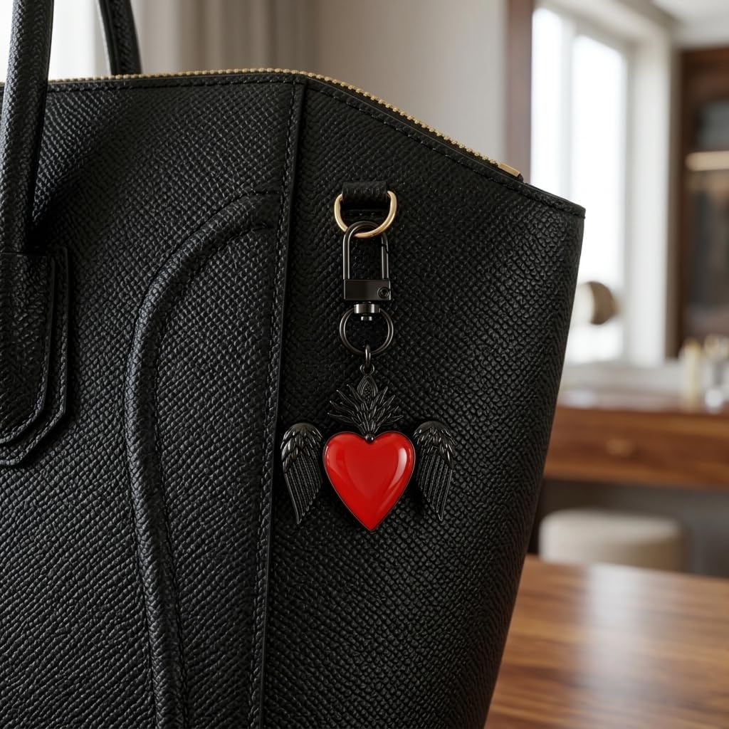Heart Keychain, Winged Keychains Bag Charms for Women image 5