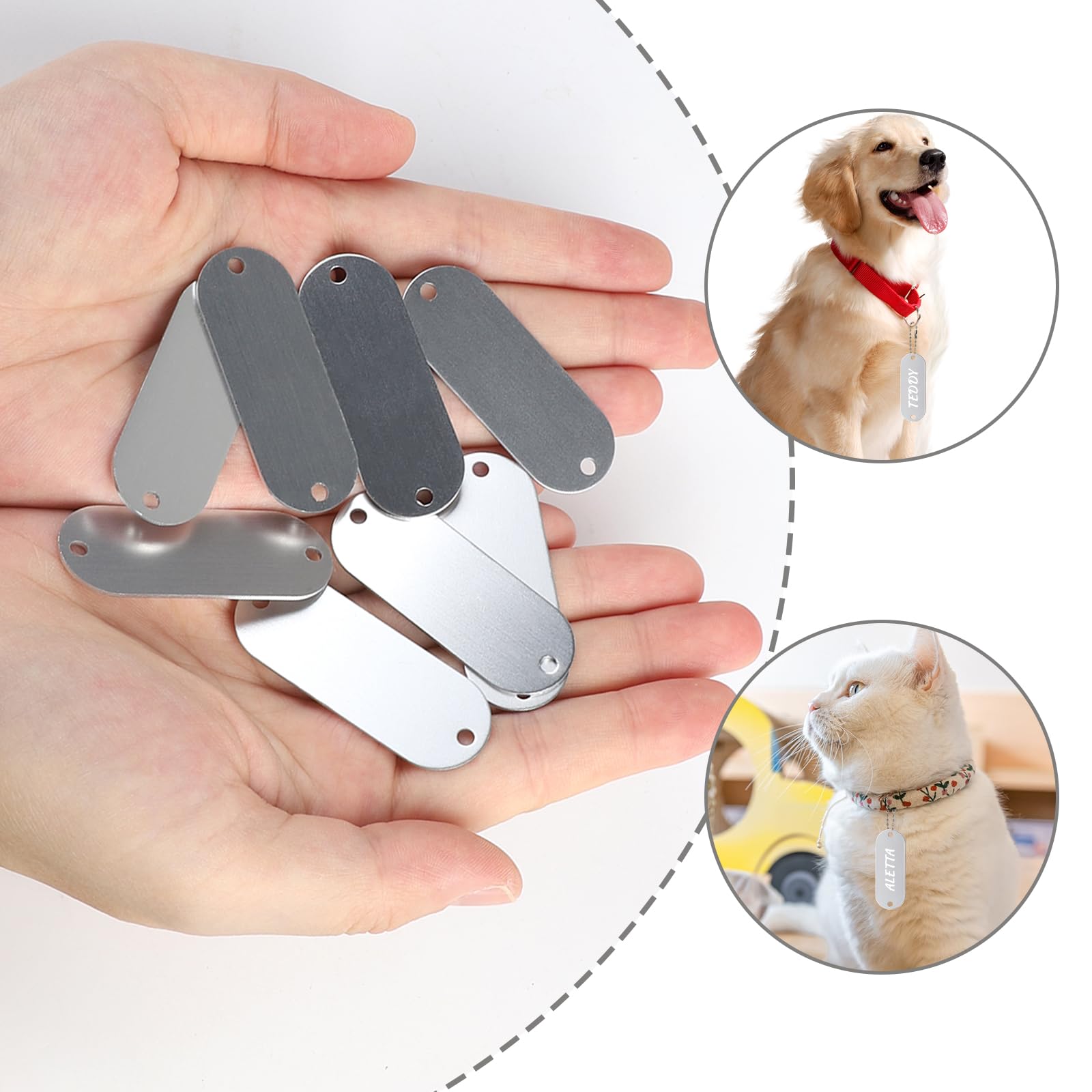 25 Pieces Silver Personalized Dog Tags, Military Badges, Engraved Dog Tags, Blank Aluminium Tags for DIY Crafts Necklaces - Image 2