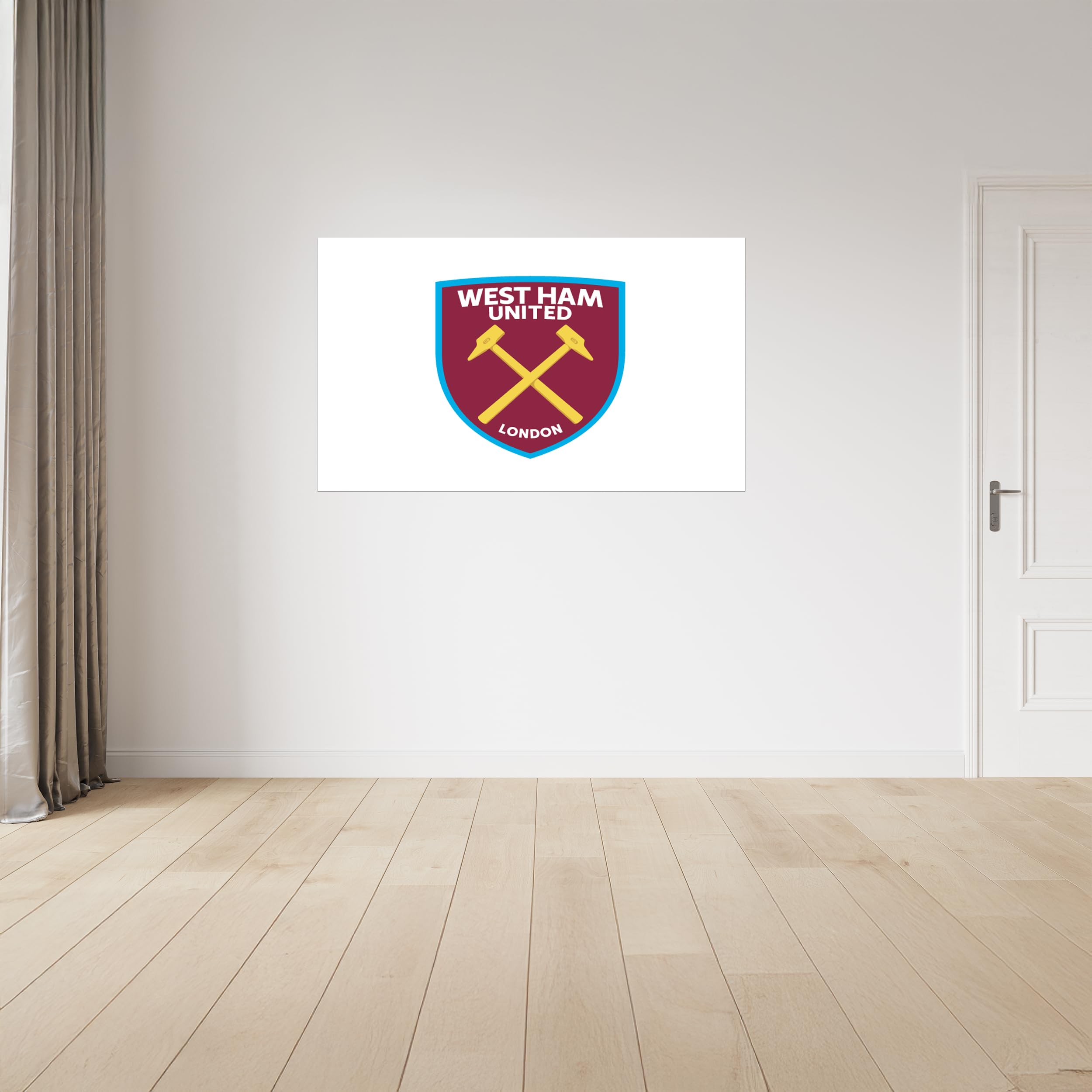 Licensed Decor West Ham United FC Vinyl Wall Stickers - Large (130cm (w) x 80cm (h) - Colour Crest on White