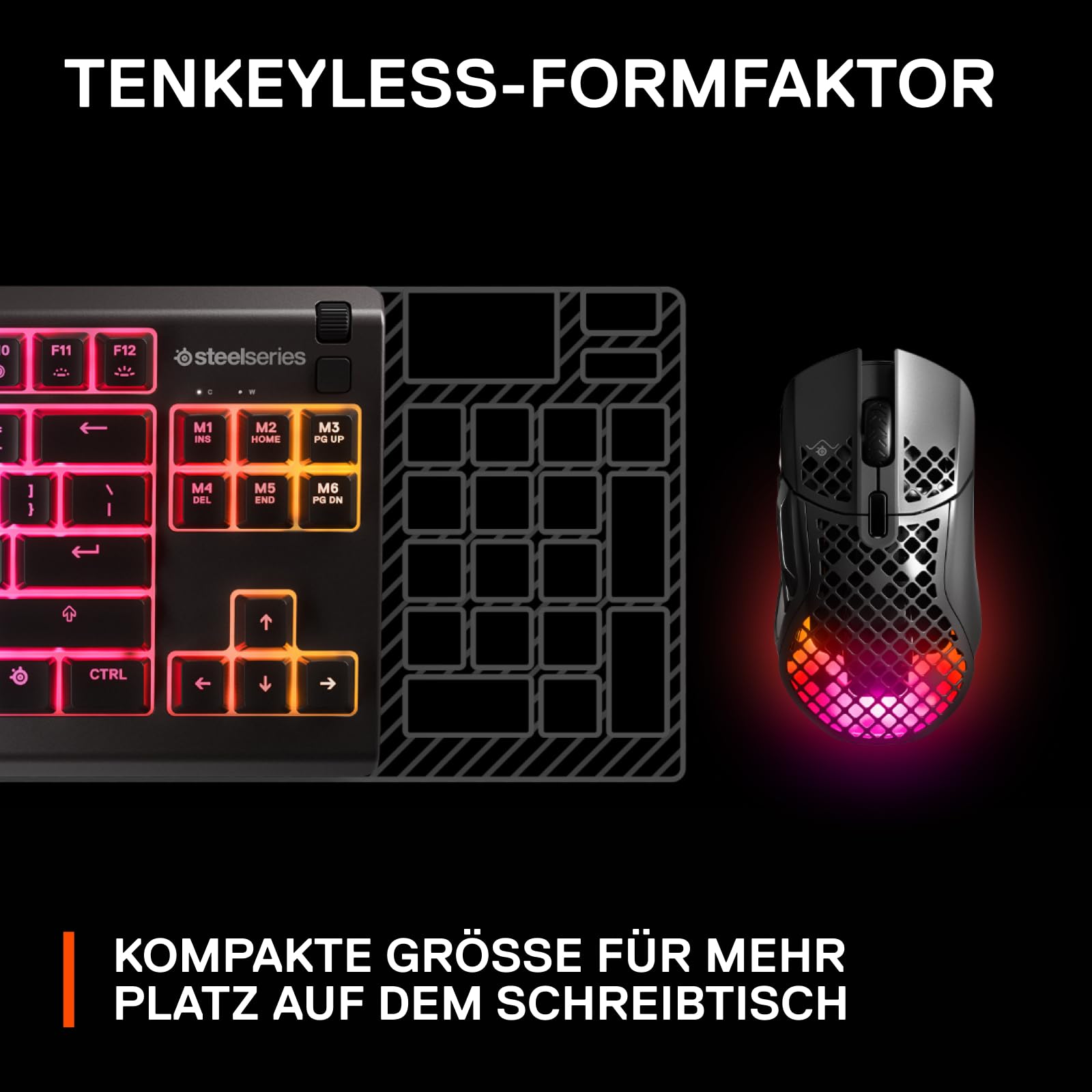 SteelSeries Apex 3 TKL Gaming Tastatur RGB Tenkeyless DE Layout QWERTZ Schwarz