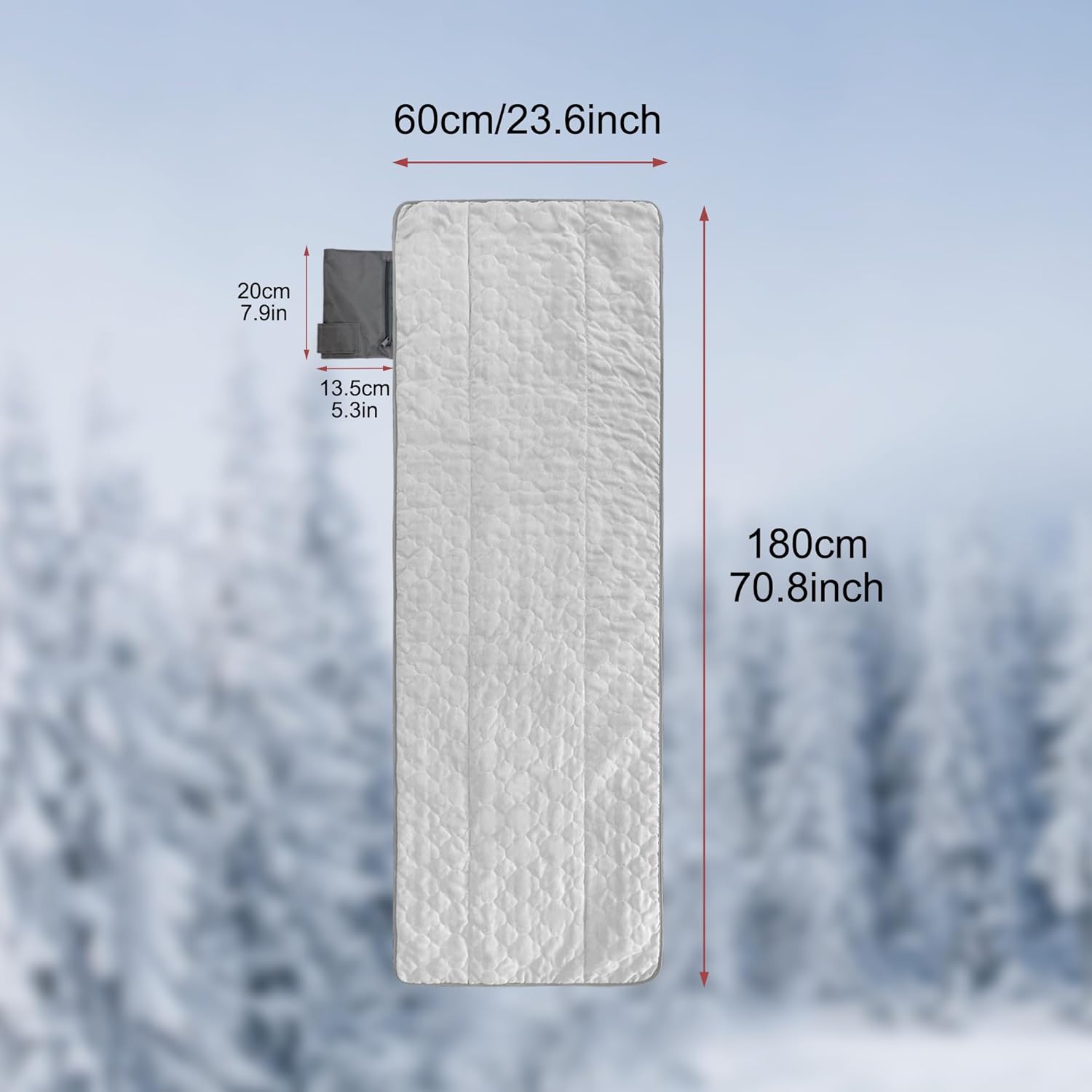 Heated Sleeping Bag Pad, Heated Sleeping Bag Liner, 3 Heating Zones,Heated Sleeping Bag Insert for Camping、Sofa、Chair